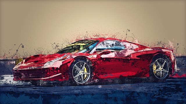 red ferrari painting