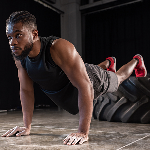 Tire used are a leg lift during pushups