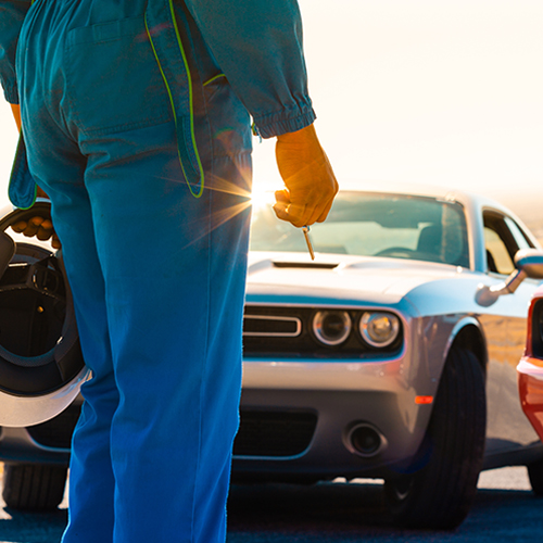 racing school student getting ready to drive