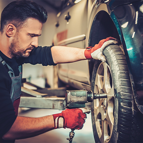 Mechanic changing tires